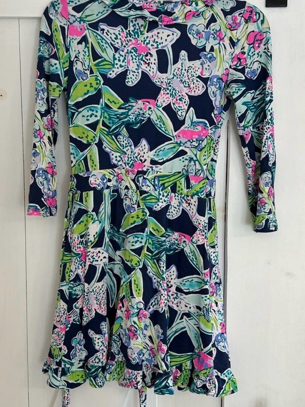 Lilly Pulitzer Navy Jessalyn Dress with Pink & Green Floral Print - Picture 2 of 6